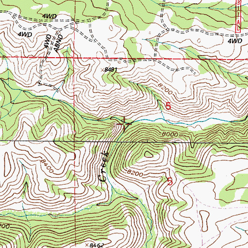 Topographic Map of Squaw Creek, WY