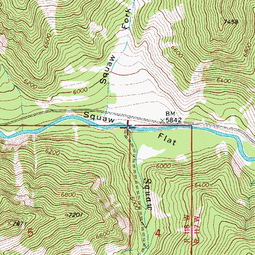 Topographic Map of Squaw Creek, WY