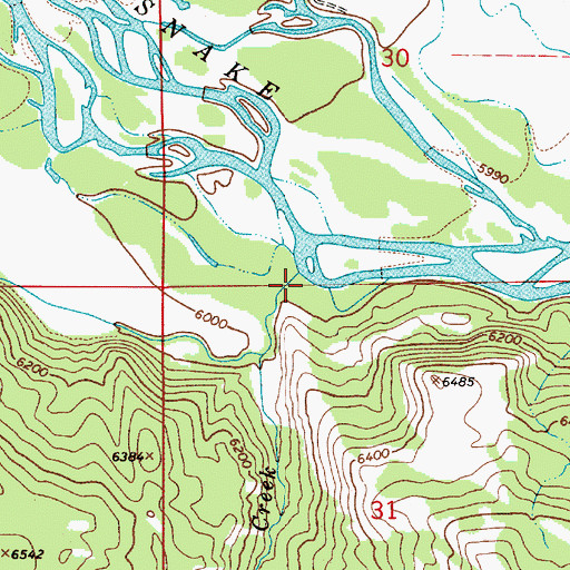 Topographic Map of Squaw Creek, WY