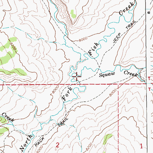Topographic Map of Squaw Creek, WY