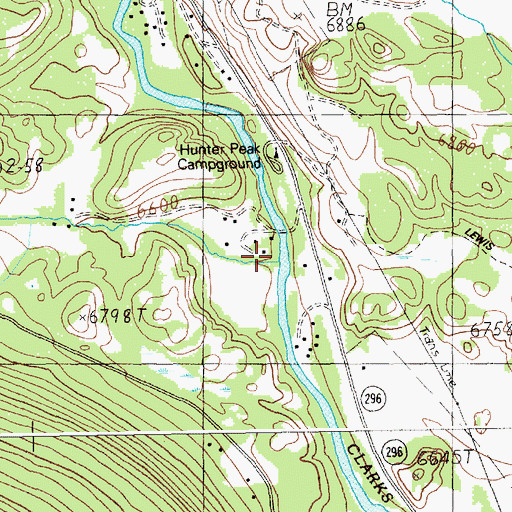 Topographic Map of Squaw Creek, WY