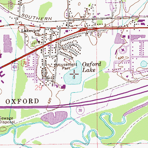 Topographic Map of Oxford Lake, AL