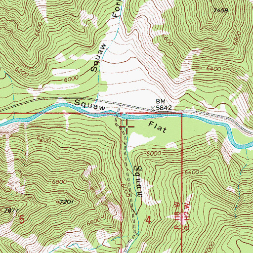 Topographic Map of Squaw Flat, WY