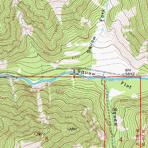 Topographic Map of Squaw Fork Canyon, WY