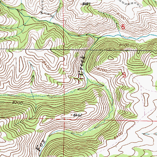 Topographic Map of Squirrel Creek, WY