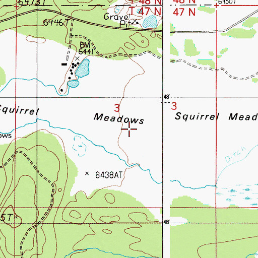 Topographic Map of Squirrel Meadows, WY