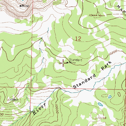 Topographic Map of Standard Mine, WY