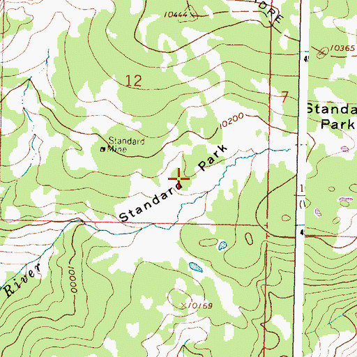 Topographic Map of Standard Park, WY