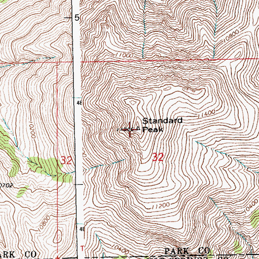 Topographic Map of Standard Peak, WY