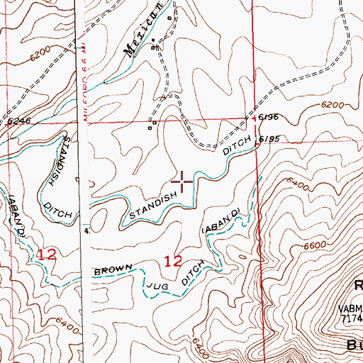 Topographic Map of Standish Ditch, WY