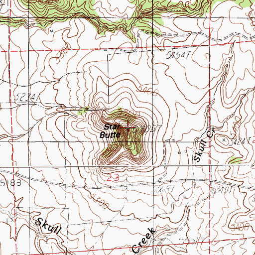 Topographic Map of Star Butte, WY