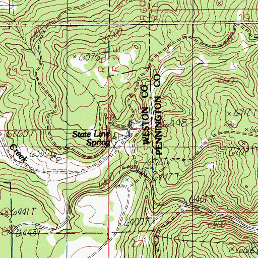 Topographic Map of State Line Spring, WY