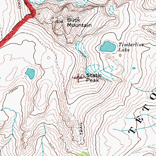Topographic Map of Static Peak, WY