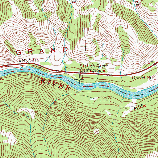 Topographic Map of Station Creek Campground, WY