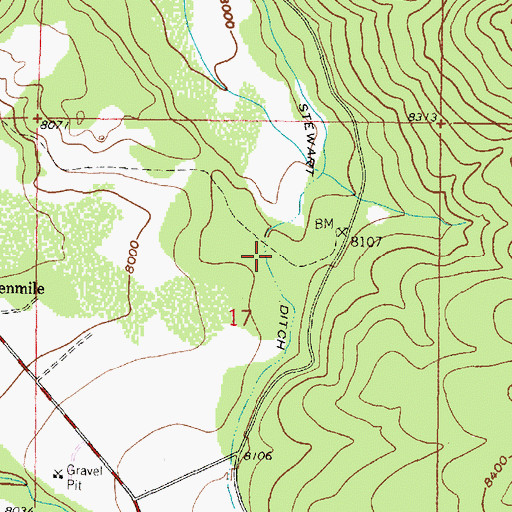 Topographic Map of Stewart Ditch, WY