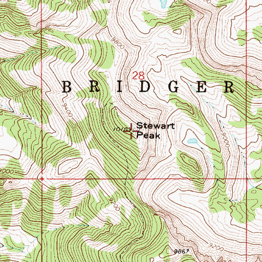 Topographic Map of Stewart Peak, WY