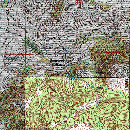 Topographic Map of Stewart Ranch, WY