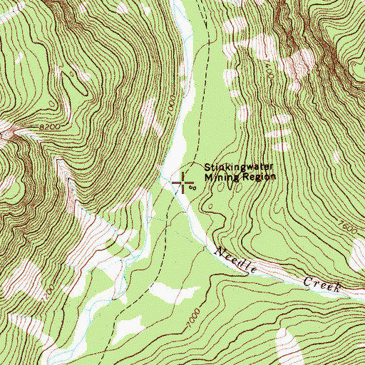 Topographic Map of Stinkingwater Mining Region, WY