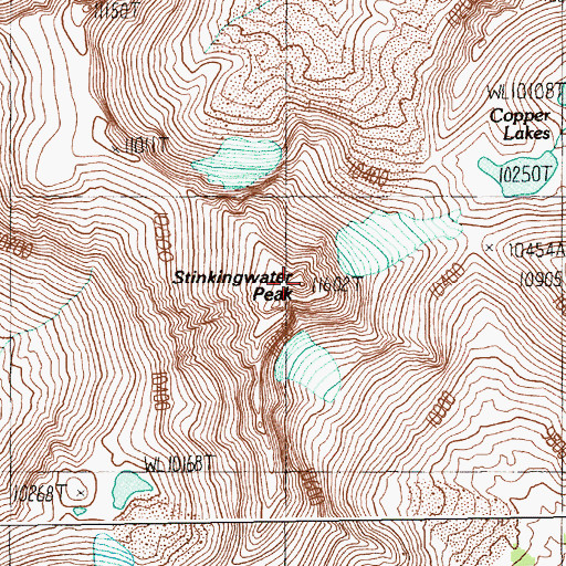 Topographic Map of Stinkingwater Peak, WY