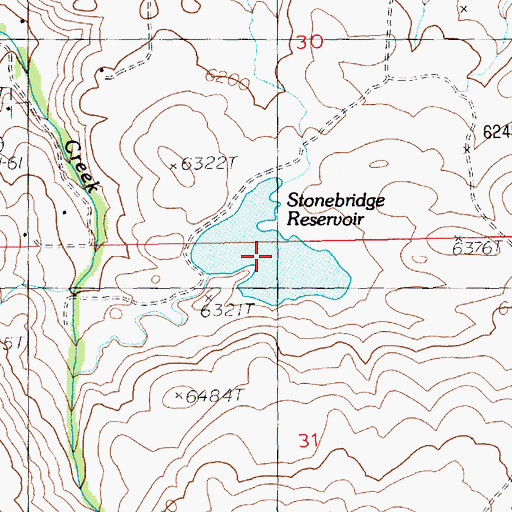Topographic Map of Stonebridge Reservoir, WY