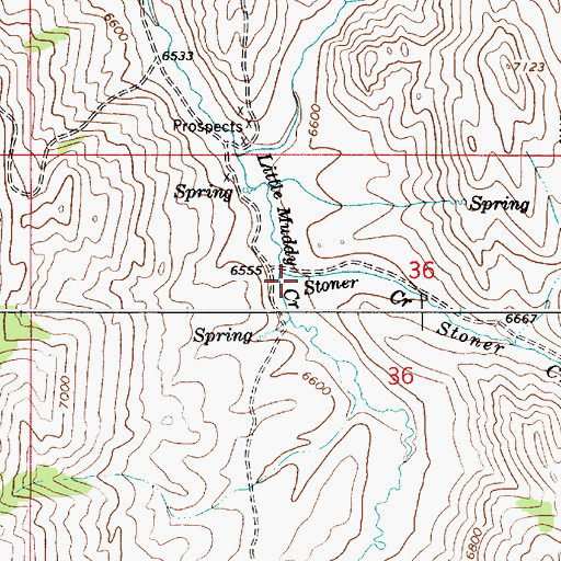 Topographic Map of Stoner Creek, WY