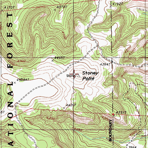 Topographic Map of Stoney Point, WY