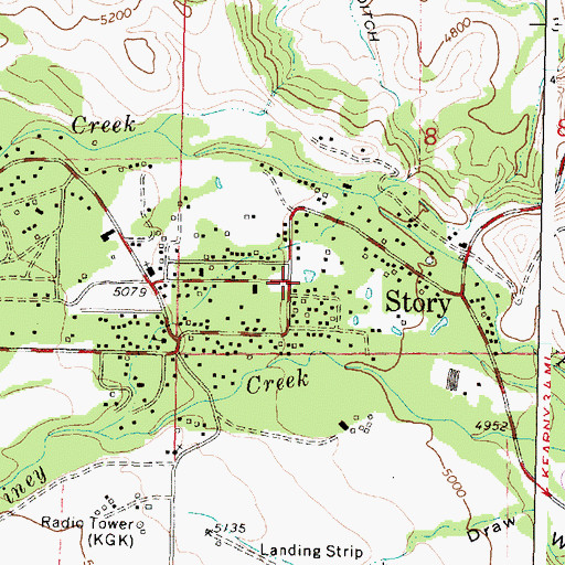 Topographic Map of Story, WY