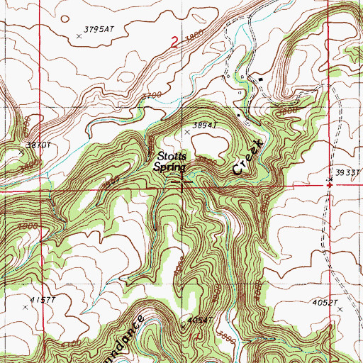Topographic Map of Stotts Spring, WY