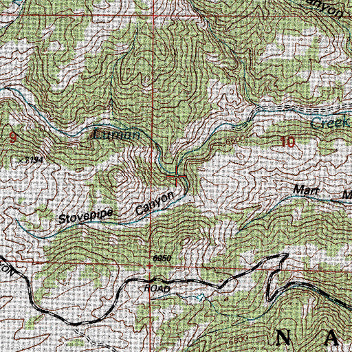 Topographic Map of Stovepipe Canyon, WY