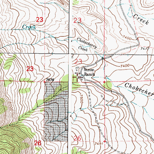 Topographic Map of Strom Ranch, WY