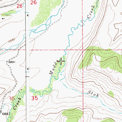 Topographic Map of Stub Creek, WY
