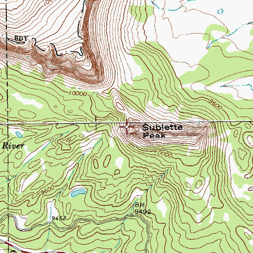 Topographic Map of Sublette Peak, WY