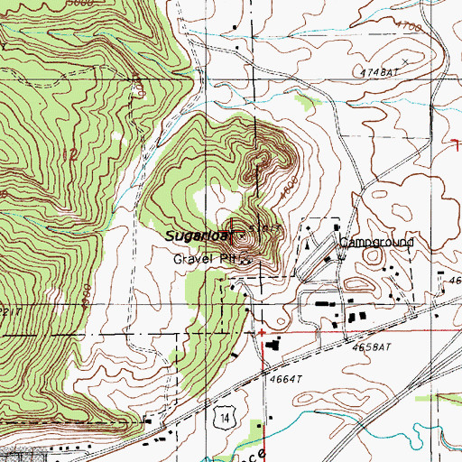 Topographic Map of Sugarloaf, WY