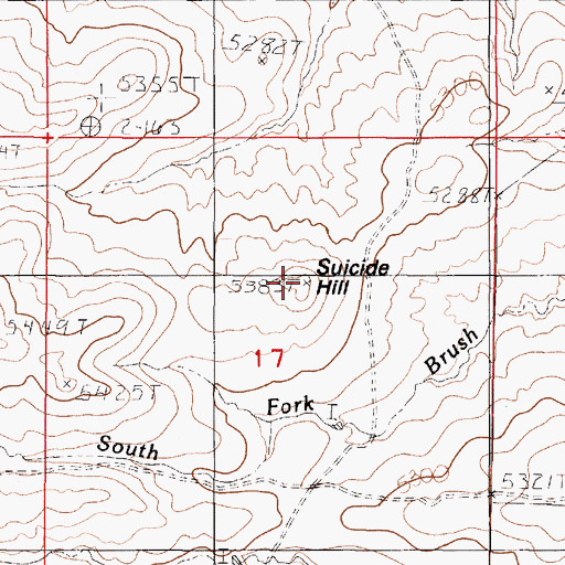 Topographic Map of Suicide Hill, WY