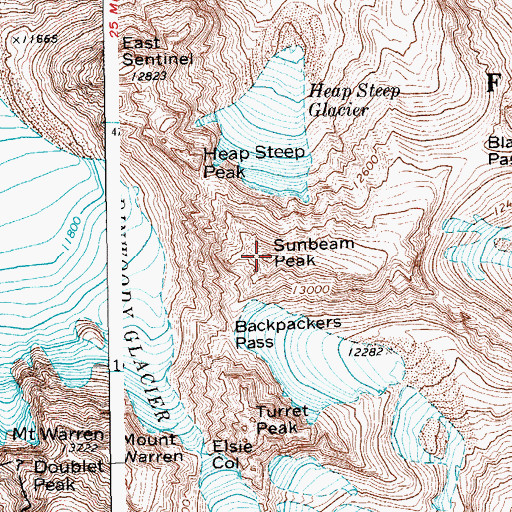 Topographic Map of Sunbeam Peak, WY