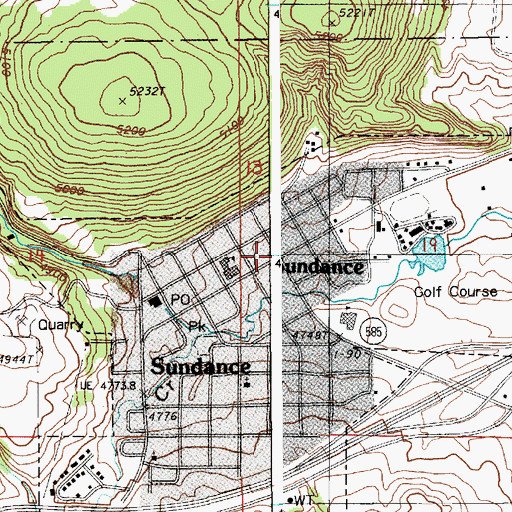 Topographic Map of Sundance, WY