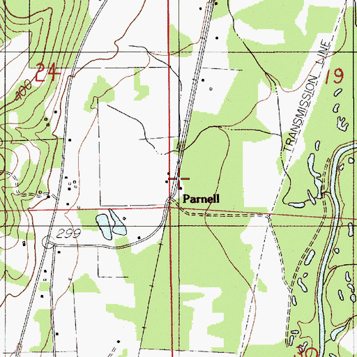 Topographic Map of Parnell, AL