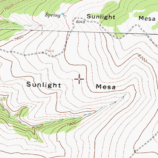 Topographic Map of Sunlight Mesa, WY