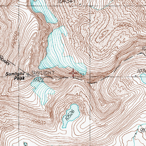 Topographic Map of Sunlight Peak, WY