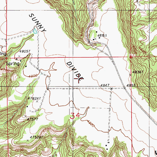 Topographic Map of Sunny Divide, WY