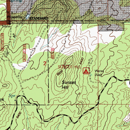 Topographic Map of Sunset Hill, WY