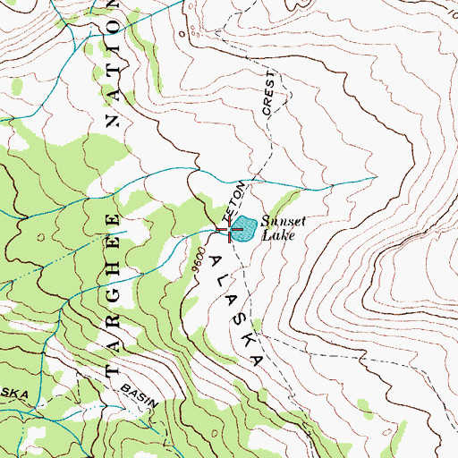Topographic Map of Sunset Lake, WY