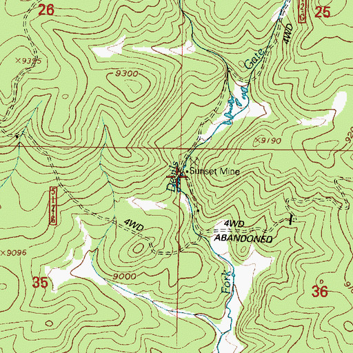 Topographic Map of Sunset Mine, WY