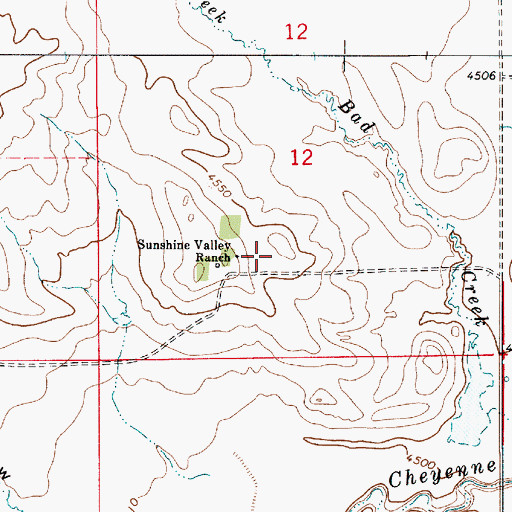 Topographic Map of Sunshine Valley Ranch, WY