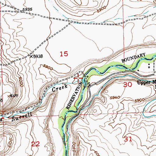 Topographic Map of Surrell Creek, WY
