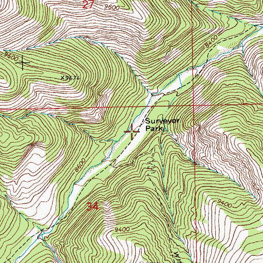 Topographic Map of Surveyor Park, WY