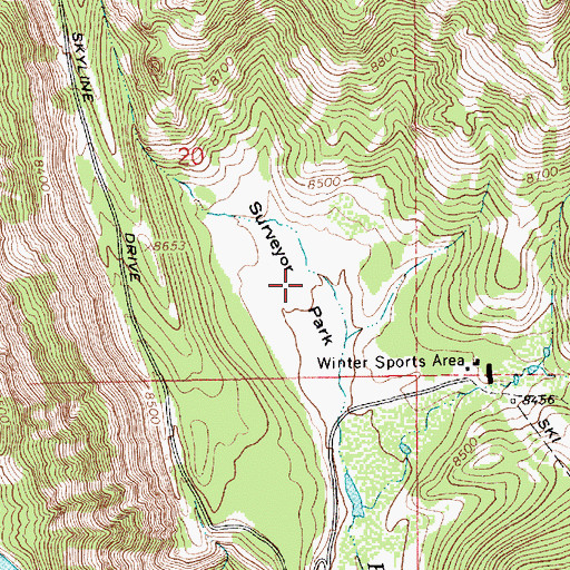 Topographic Map of Surveyor Park, WY