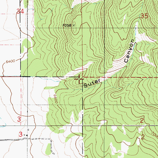 Topographic Map of Suter Canyon, WY