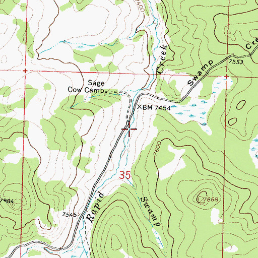 Topographic Map of Swamp Creek, WY