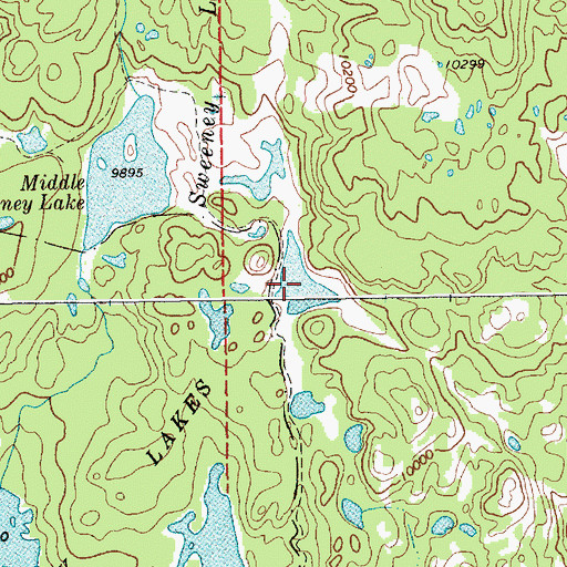 Topographic Map of Sweeney Lakes, WY